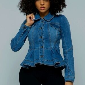 Hera Collection Blue Denim Peplum Jacket